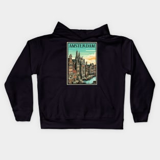 Amsterdam, Holland, Travel Poster Kids Hoodie